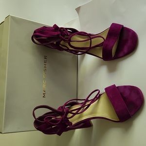 Marc Fisher Suede Lace Up Heel Shoes , Size 9M, Color Purple Suede